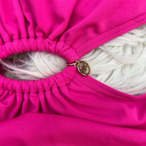 Michael Kors Pink Padded Cut Out Charm Strapless One Piece Swimsuit 8 Summer - Picture 6 of 7
